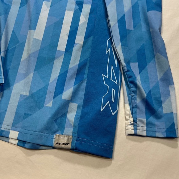 RZR Polaris‎ Mens Medium Pullover Top Long Sleeve Blue Geometric Mock Neck - Picture 4 of 7